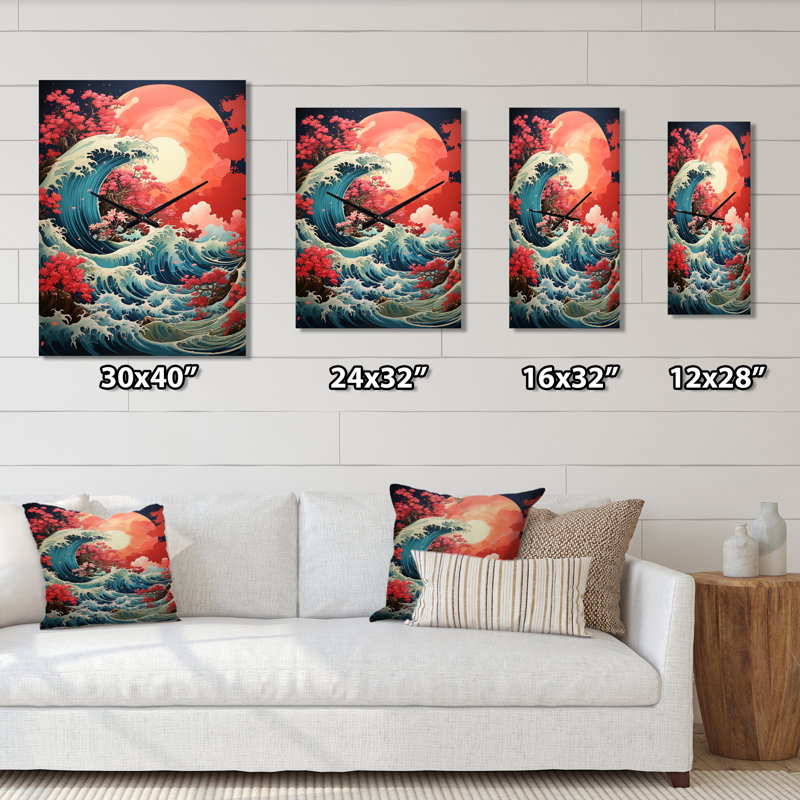 Horloge murale Dramatic Ocean Waves IV, Très grand