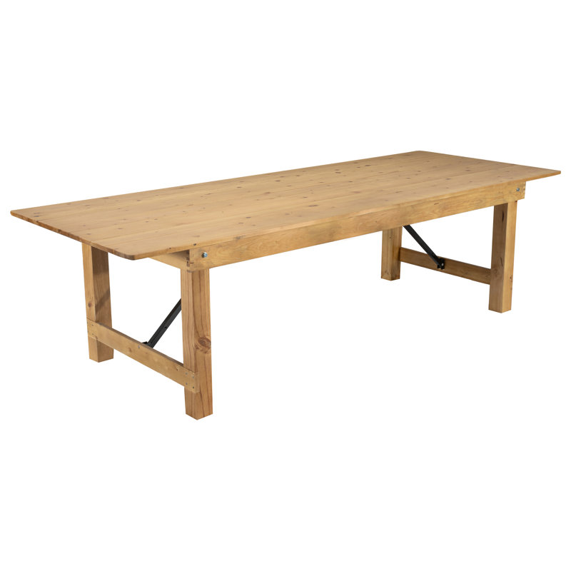 Dejon Rectangular Rustic Solid Pine Folding Dining Table by Flash Furniture, Light Natural, 30"H x 108"L x 40"W