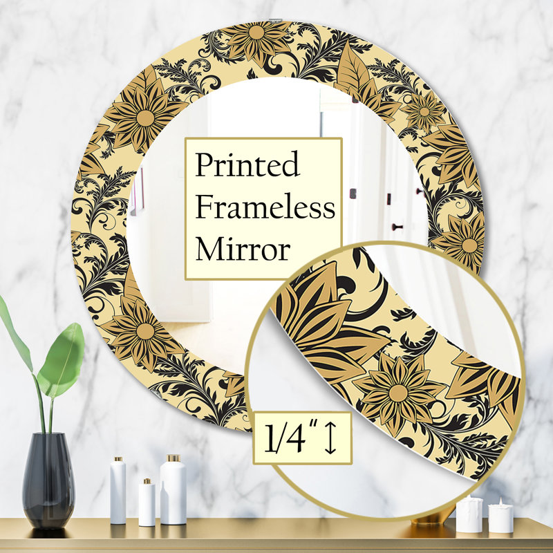Miroir mural floral Mid-Century, H 31,5 po x l po