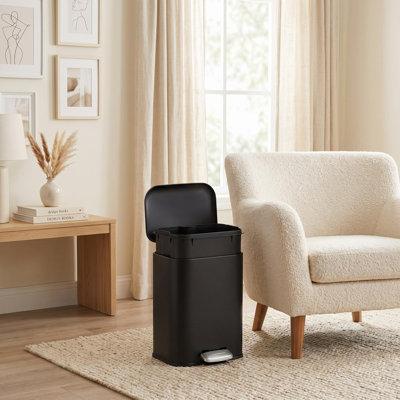 Poubelle de cuisine en acier inoxydable 12L-50L avec couvercle à fermeture douce et seau intérieur amovible pour la maison, le bureau