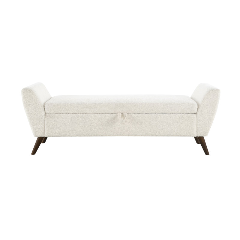 Upholstered Bench With Storage, Cream