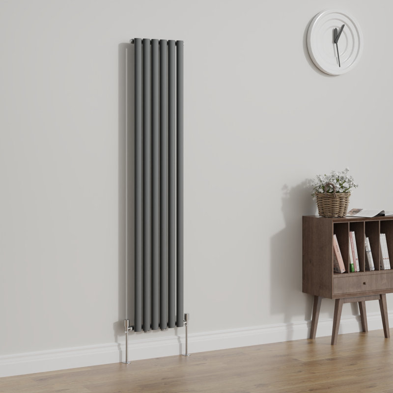 Shoshana Vertical Oval Panel Radiator, Anthracite, 180cm H x 35.4cm W, 1