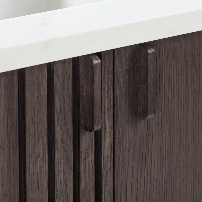 Blakely 36" Free Standing Single Bathroom Vanity with Quartz Top, Brown, Black