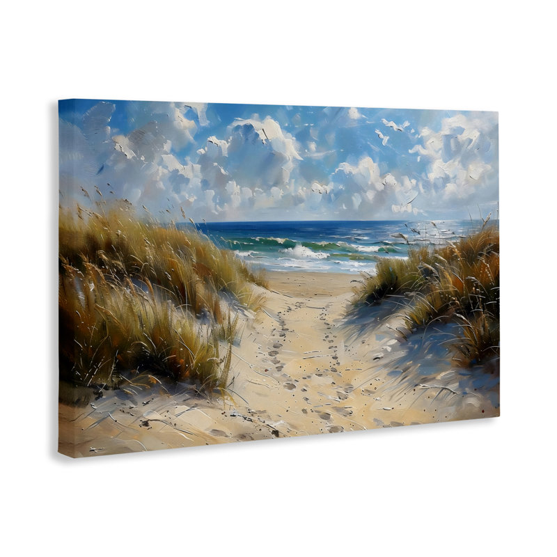 Voie maritime, empreintes de pas sur toile, design par LSR Creative Studio, H 16 po x l 24 po