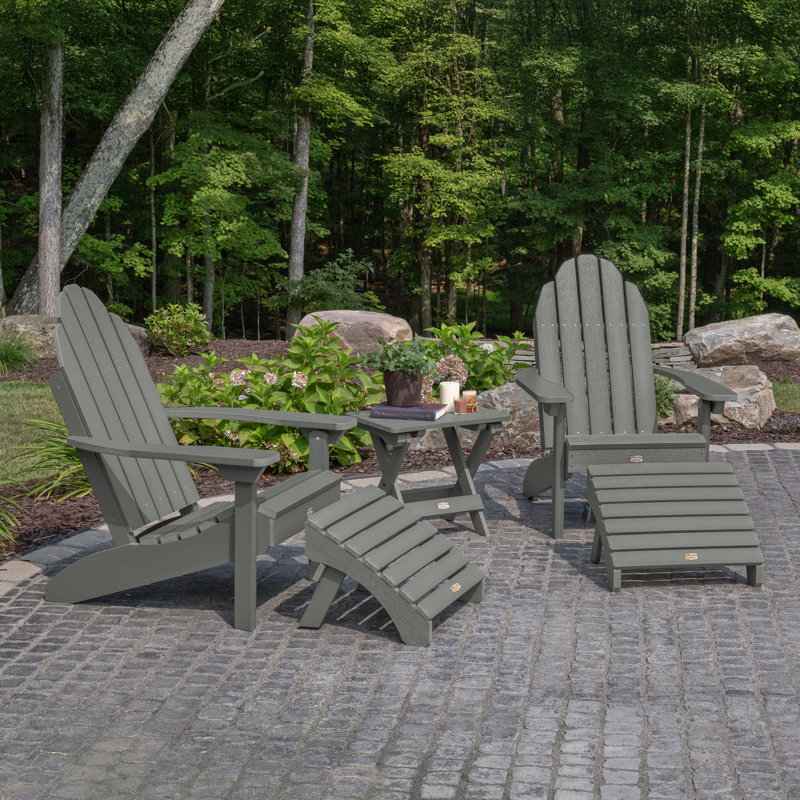 Chaise Adirondack en plastique avec repose-pieds Milaca, Teck côtier