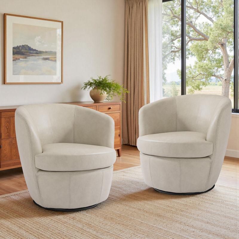 Aunna 81Cm Wide Swivel Club Chair, Beige 
