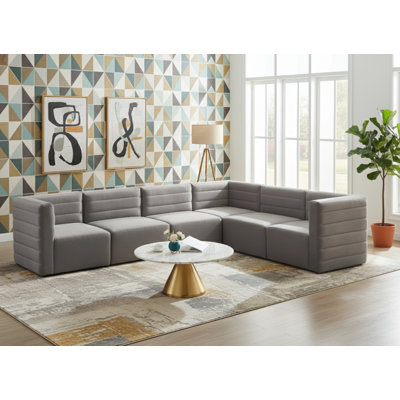 Enso Velvet L-Shaped Sectional Reversible