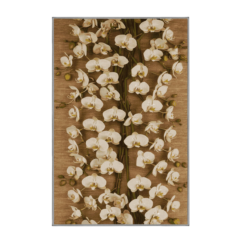 Tapis botanique brun lavable à la machine, Tapis de couloir 2 pi x 5 pi