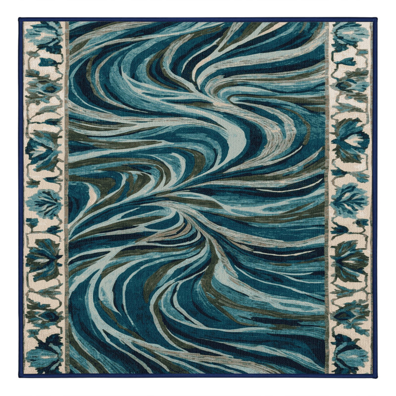 Machine Washable Nature Gray Area Rug, Square 8'