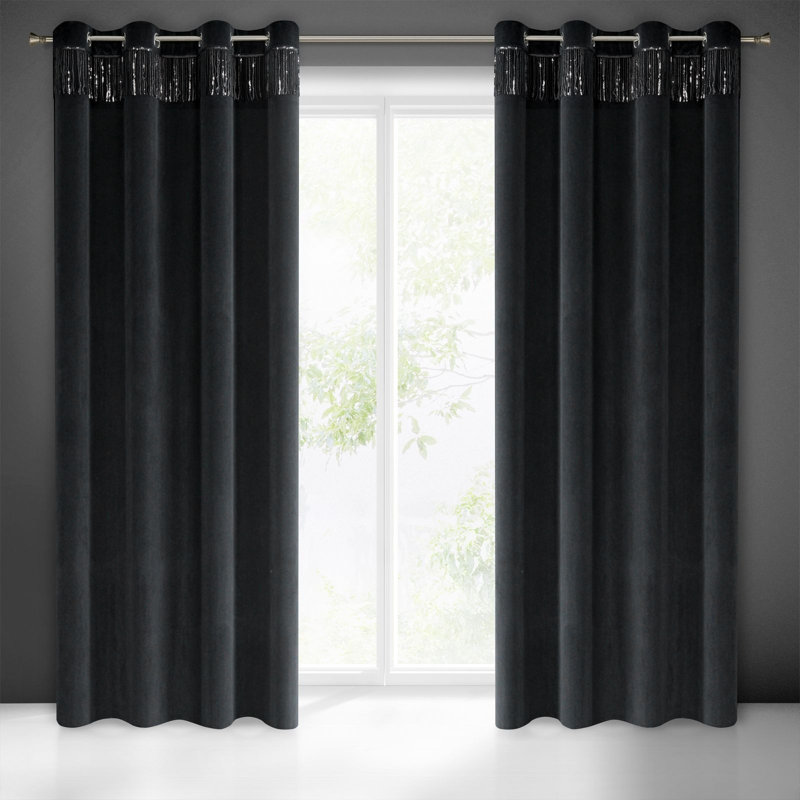 Subedi Blackout Curtains Single Panel, Black
