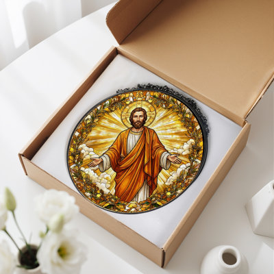 Panneau de vitrail Jésus Christ H 12 po