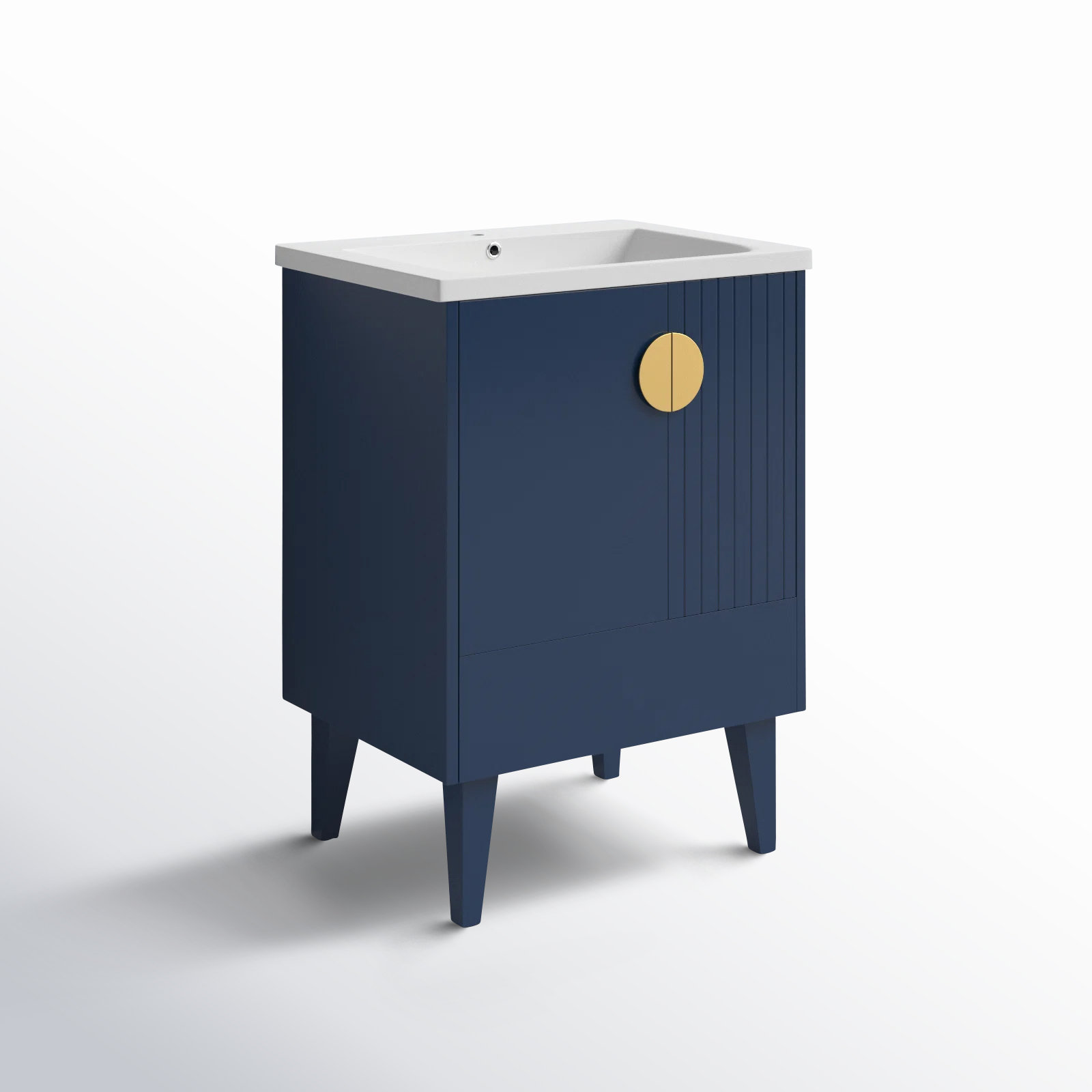 Saimah 24'' Single Bathroom Vanity, Navy Blue, Satin Brass
