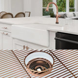 Luxury 36-Inch Solid Fireclay Farmhouse Sink, Flat Front