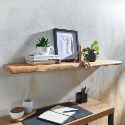 Salters Acacia Solid Wood Floating Shelf with Live Edge