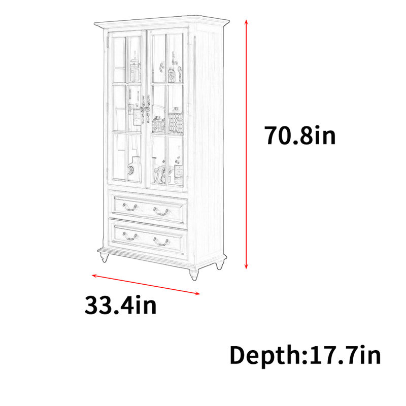 Dona, (2 Shelves) 70.8"H x 33.4"W x 17.7"D