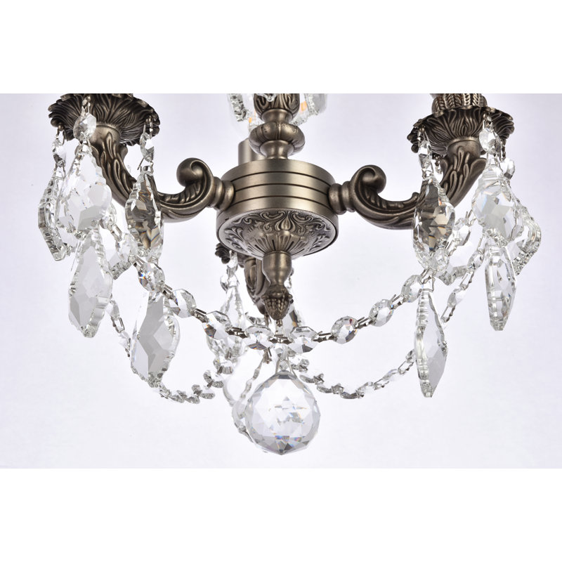 Lustre classique / traditionnel à 3 lumières de style bougie Downes, Cristal (transparent) / coupe royale