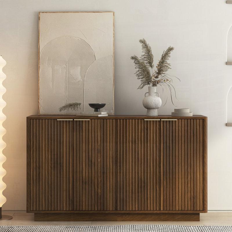Buffet cannelé 55 po avec tablettes réglables, Noyer