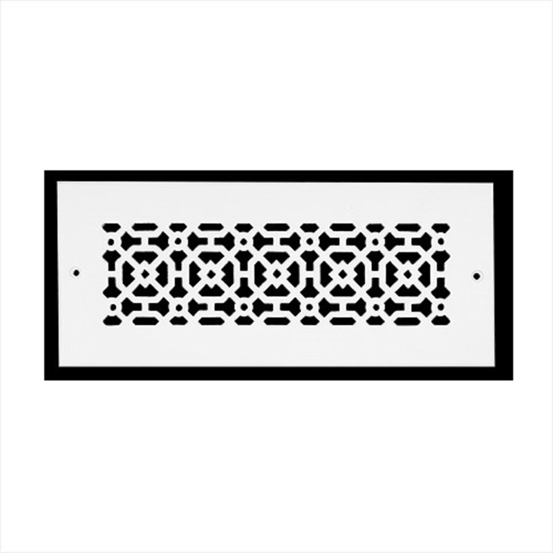  Ouverture de conduit AIR RETOUR 4 po x 12 po | Grille d'air lourde en fonte d'aluminium (6 po x 14 po au total) | Thermolaqué