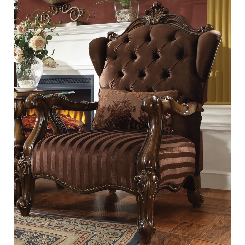Versailles Velvet Wingback Chair, Brown Velvet, Brown