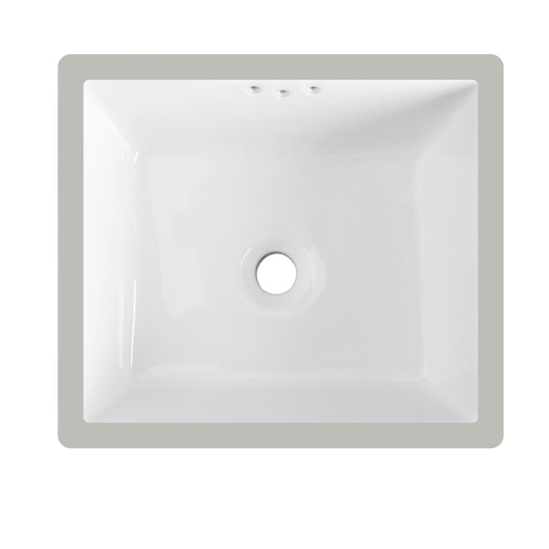 Undermount Bathroom Sink 16" X 14" Rectangular Vitreous China White Bathroom Sink with Overflow