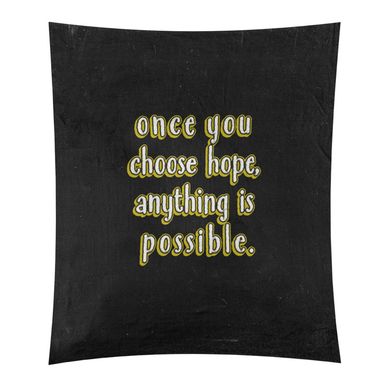 Tapisserie tableau noir en polyester, citation d’espoir, Jaune, H 60 po x l 51 po