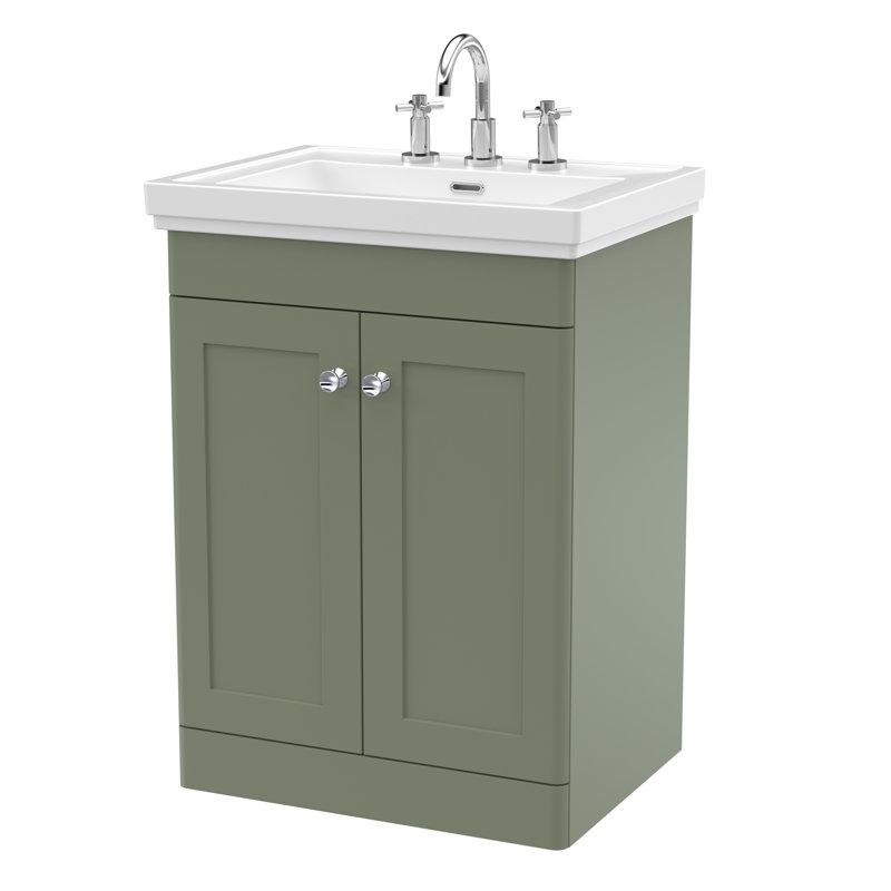 Classique 600mm Single Bathroom Vanity with Vanity Top, Satin Green