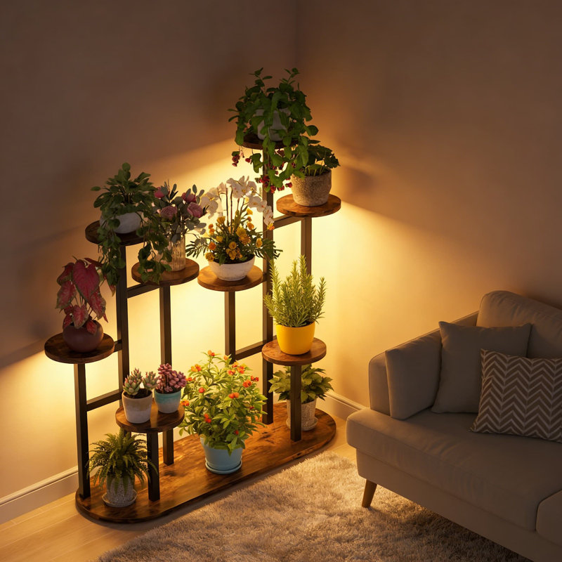 11-Tier Tall Indoor Plant Stand With Metal Frame, Multi-Level Plant Shelf For Living Room, Balcony, Garden, And Patio Display