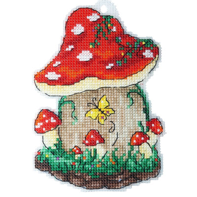 Trousse de broderie au point de croix comptée « Maison des champignons » par Alisena 8045A