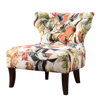 Eye-Catching Accent Chair With Button Tuft Detailing Attractive Design Solid Wood Leg Support