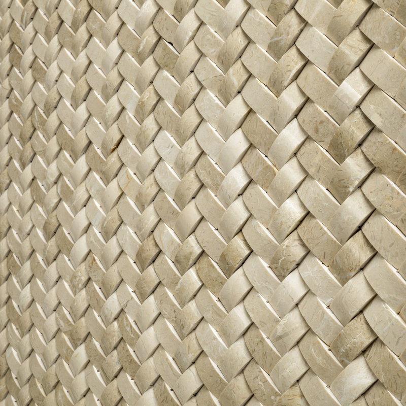 Carrelage mural en mosaïque de marbre poli à chevrons 12 po x 12 po Crema Marfil, Crema Marfil