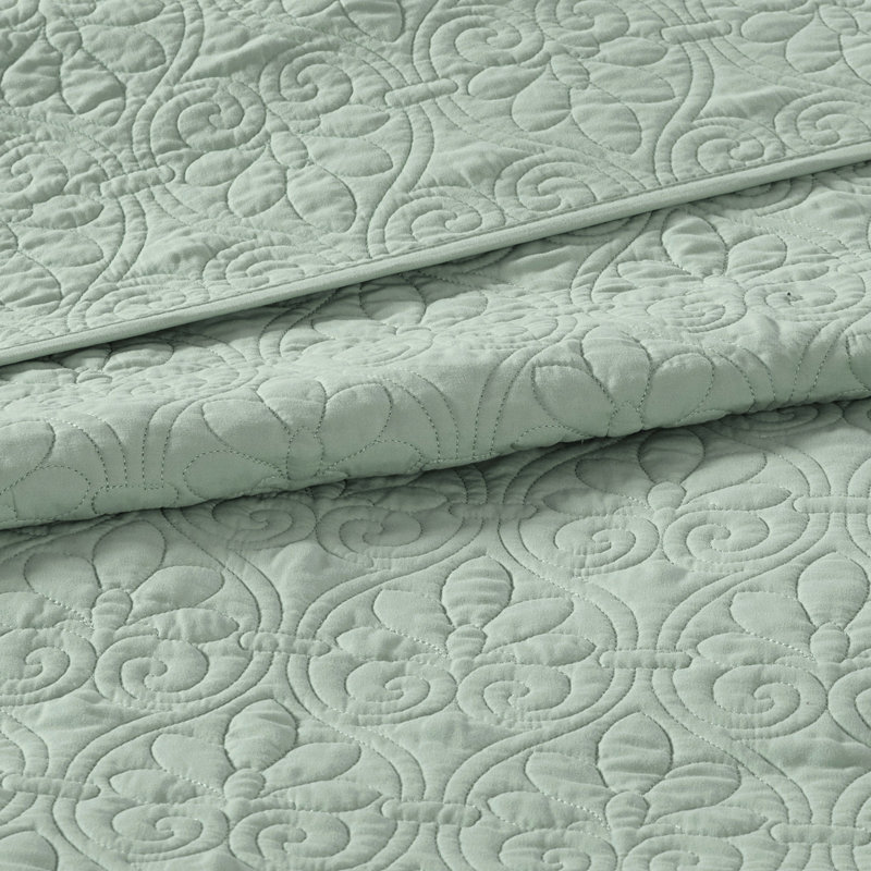 Couvre-lit réversible double - rembourrage en microfibre de coton pour plus de chaleur, rembourrage pré-lavé élégant et deux taies décoratives standard incluses