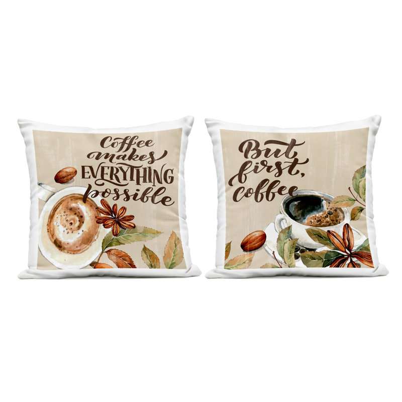 Ensemble de 2 coussins d'extérieur Rustic Kitchen Coffee Designs par Kim Allen