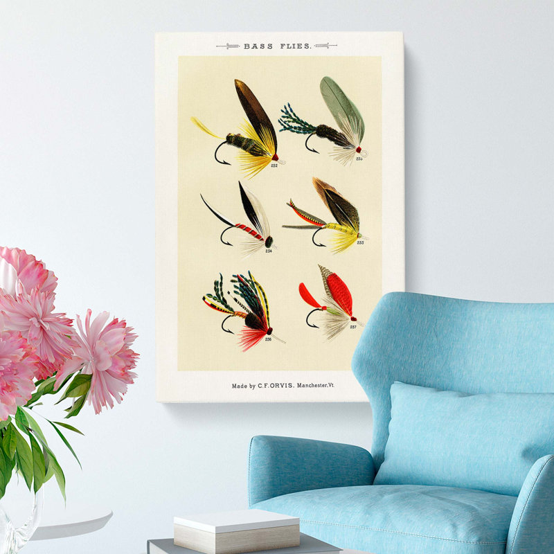 Bass Fishing Flies Versions 5 by Mary Orvis Marbury - Wrapped Canvas, 91cm H x 60cm W x 3cm D