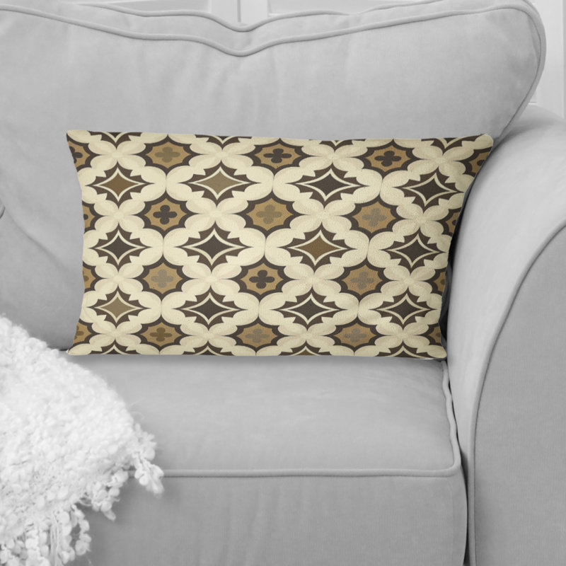 Coussin lombaire brun et beige quadrilobe II