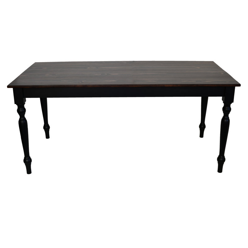 Auberta Pine Solid Wood Dining Table, Red Mahogany, Black, 54" L x 34" W