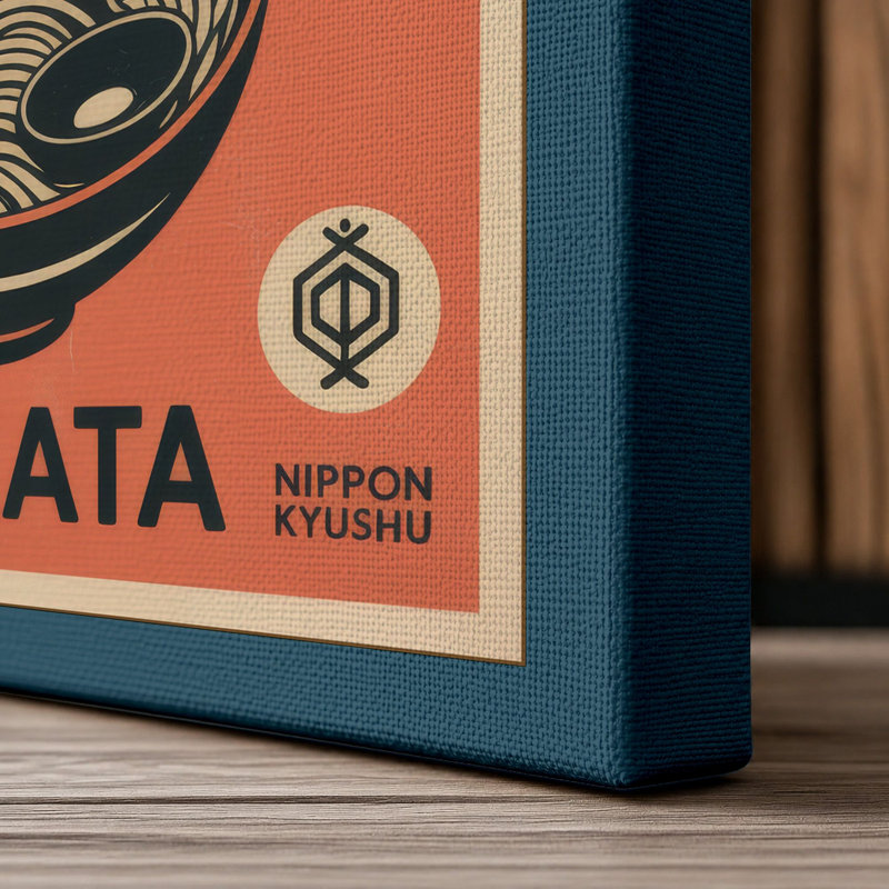Hakata Noodle House Japandi - Wrapped Canvas, 24x16 - 61.0 x 40.6 cm, Teal Border