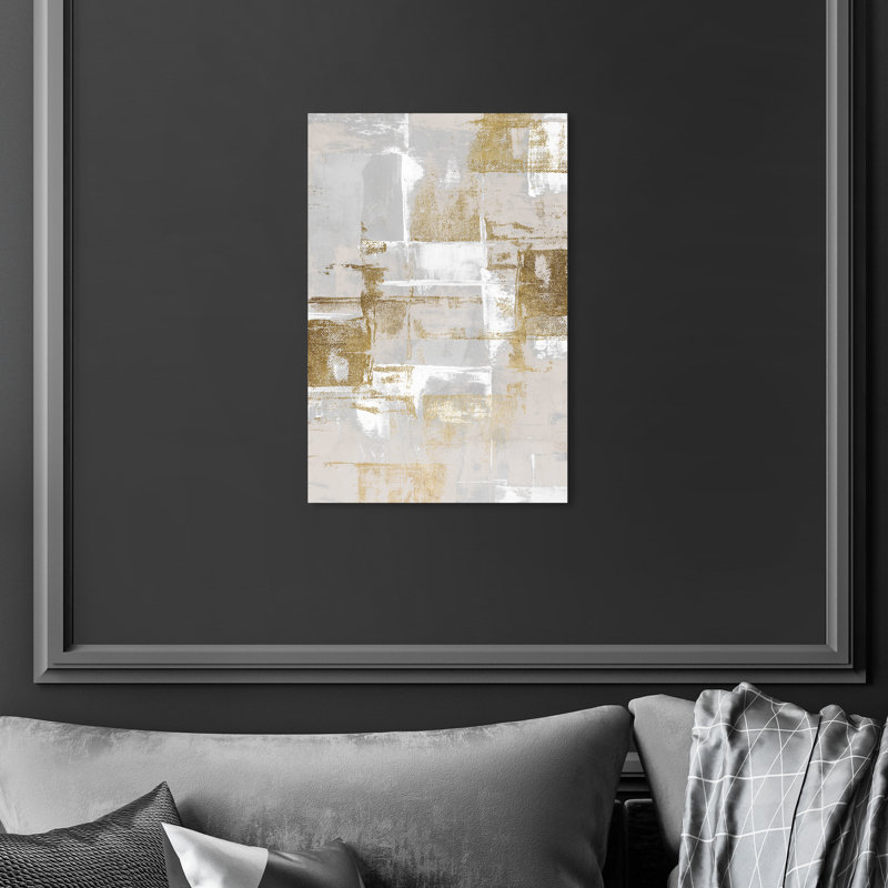 Abstrait fraîchement peint, gris glamour - Peinture, H 15 po x l 10 po, Toile tendue