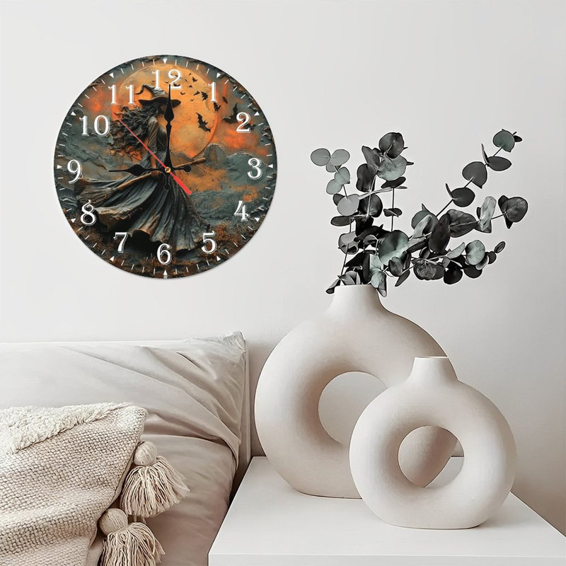 Horloge murale en bois 10 po, mouvement silencieux, à piles (piles AA non incluses), décor artistique, parfait pour les décorations
