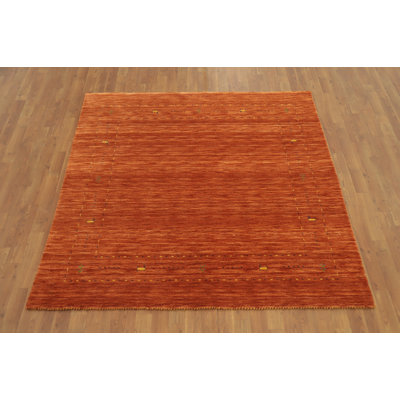 Orange Oriental Square Area Rug 6x6