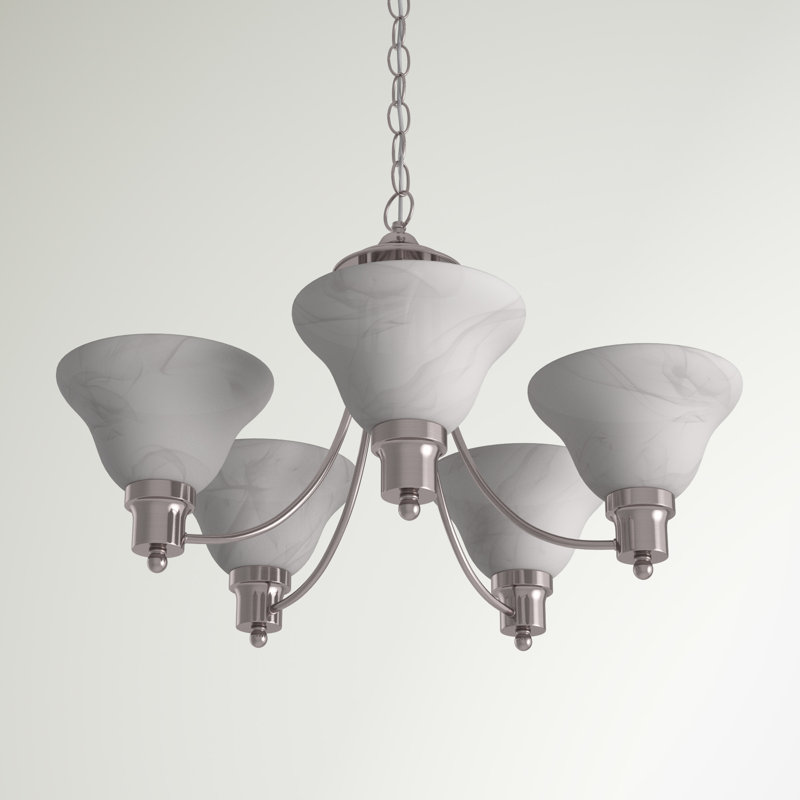 Lustre classique / traditionnel à 5 lumières Baronne, Nickel brossé