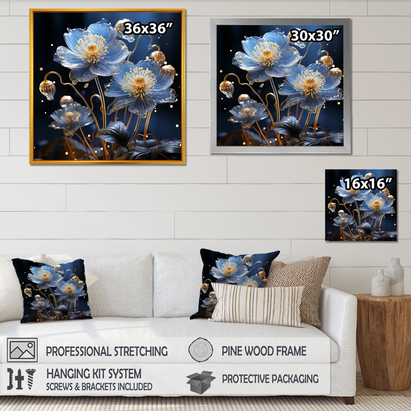 Céleste harmonie florale I sur toile, H 36 po x l 36 po x P 1,5 po, Toile tendue