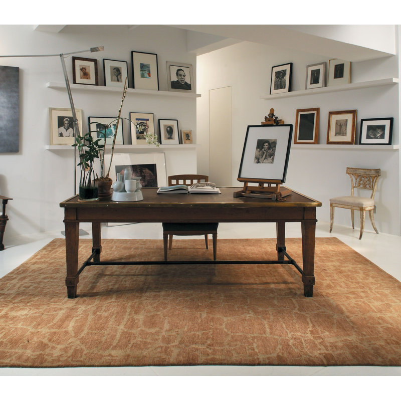 Wool Area Rug in Gold, Rectangle 6' x 9'