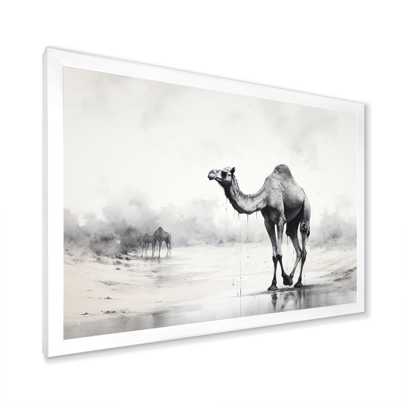 Minimalisme monochrome chameau II sur toile, H 24 po x l 32 po x P 1 po, Cadre simple blanc