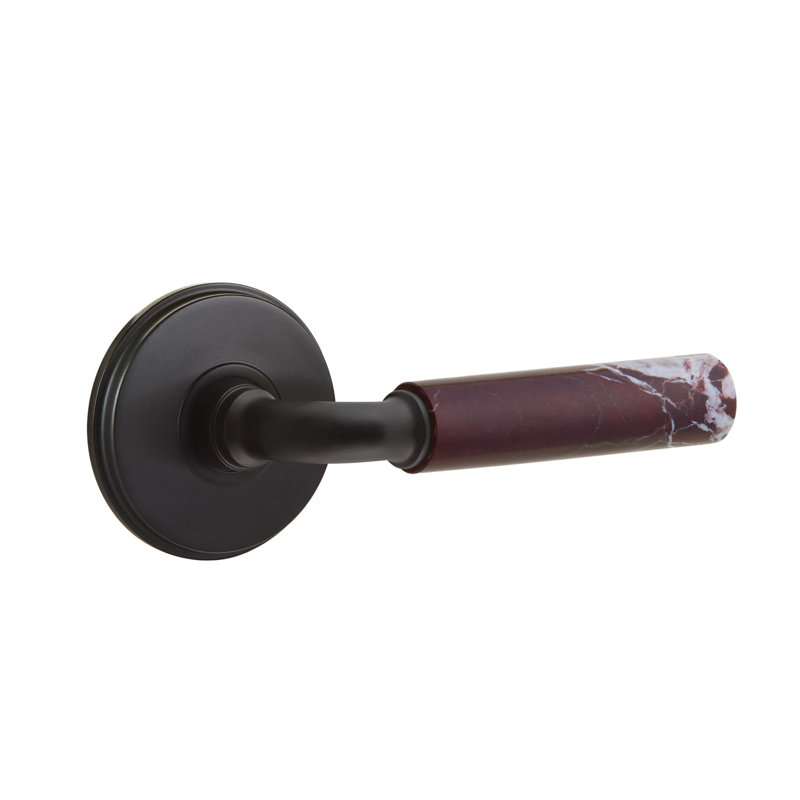 Ensemble de leviers de passage Emtek Select avec rosette Watford et tige R-Bar, levier en marbre Rosso Levanto (CF), Oui