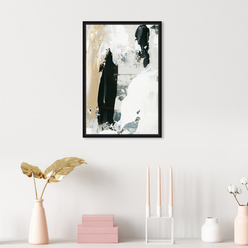 Gris chaud - peinture sur toile, H 45 po x l 30 po, Toile encadrée noire