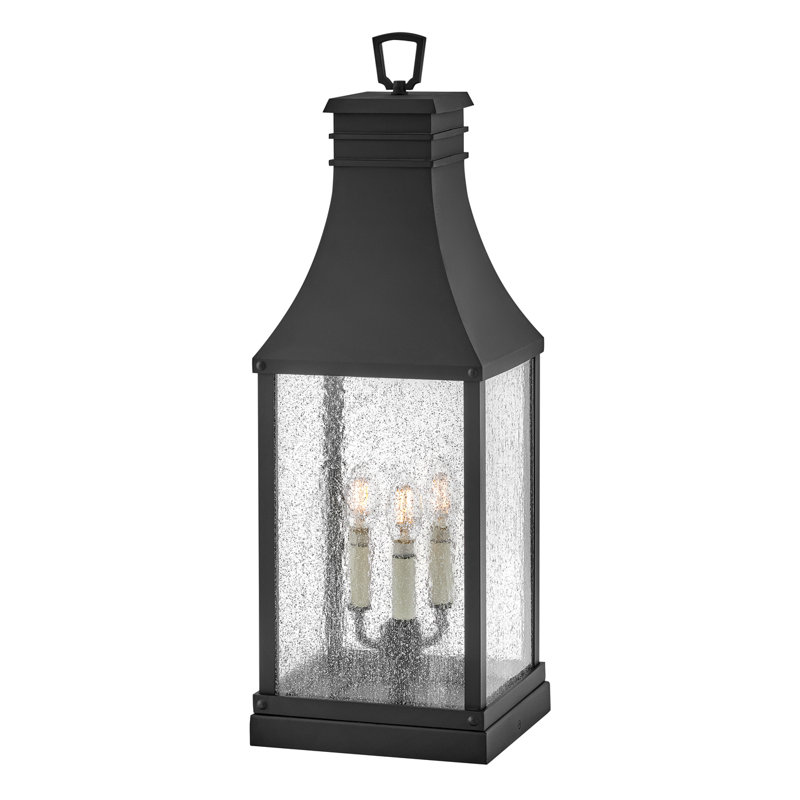 Beacon Hill 3-Light Outdoor Pier Mount Lantern, Museum Black