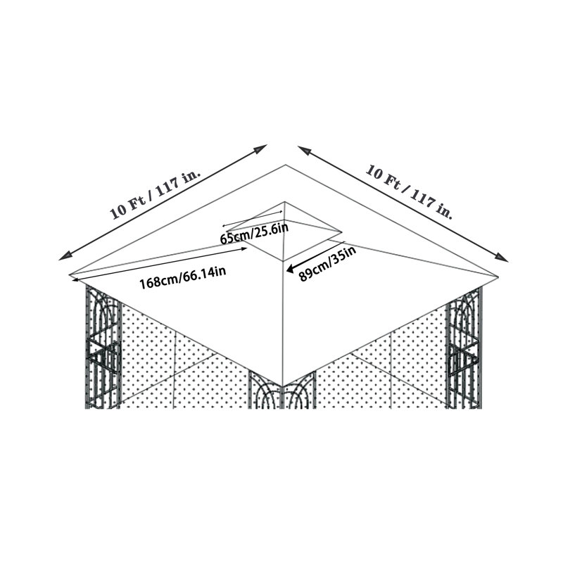 Toit de remplacement pour pavillon de jardin 10 x 10 pi, gris, résistant, hydrofuge, matériau de toit double facile à assembler, hydrofuge, méthode d'installation simple