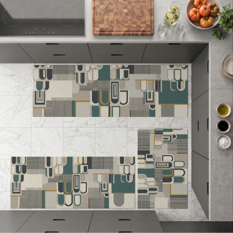 Tapis de cuisine géométriques antidérapants lavables