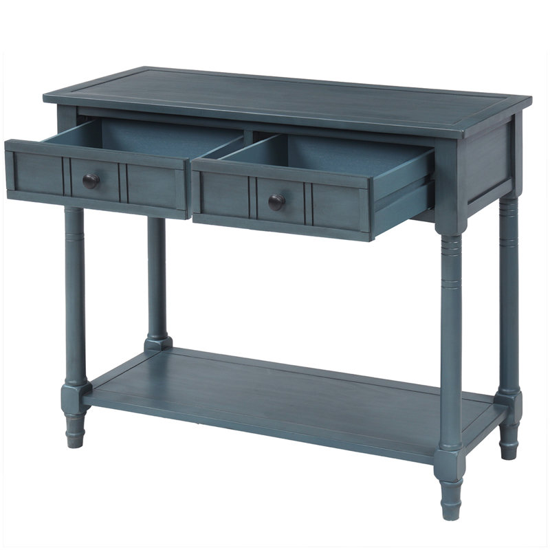Console Trexm Daisy Series avec deux tiroirs et une tablette inférieure (bleu marine), Marine