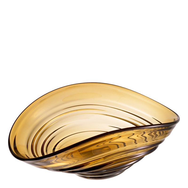 Pheadra Handmade Glass Decorative Bowl, 7.87" H x 19.49" W x 14.17" D, Brown